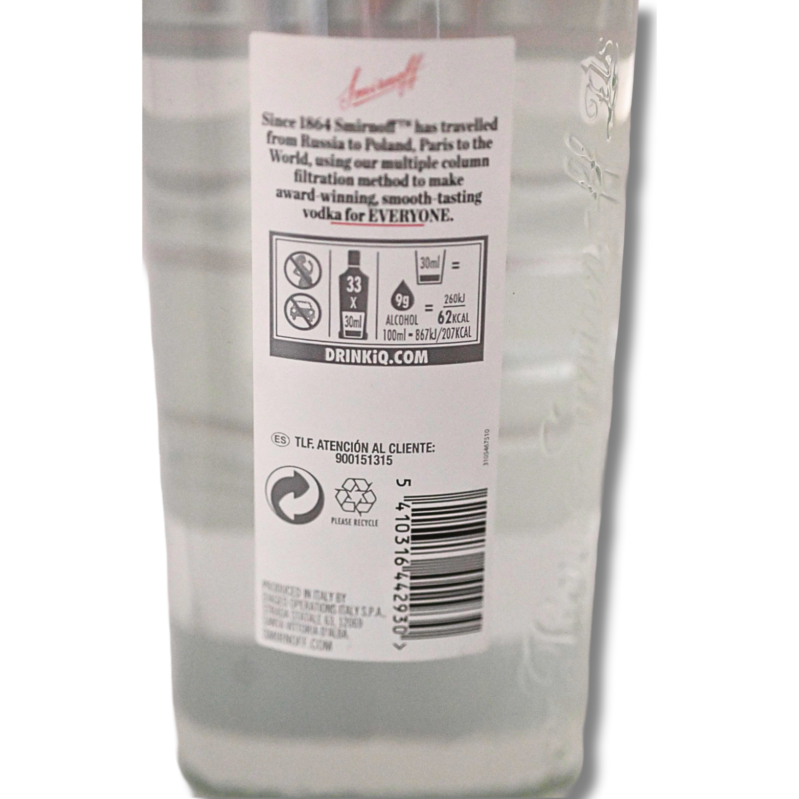 Vodka Smirnoff Red Label 1.0 Liter und 37,5 % Vol. – Bild 4