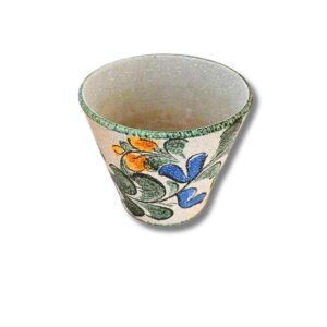 Keramik Blumentopf handbemalt, 16 cm hoch, 1273 g, nummeriert 23613