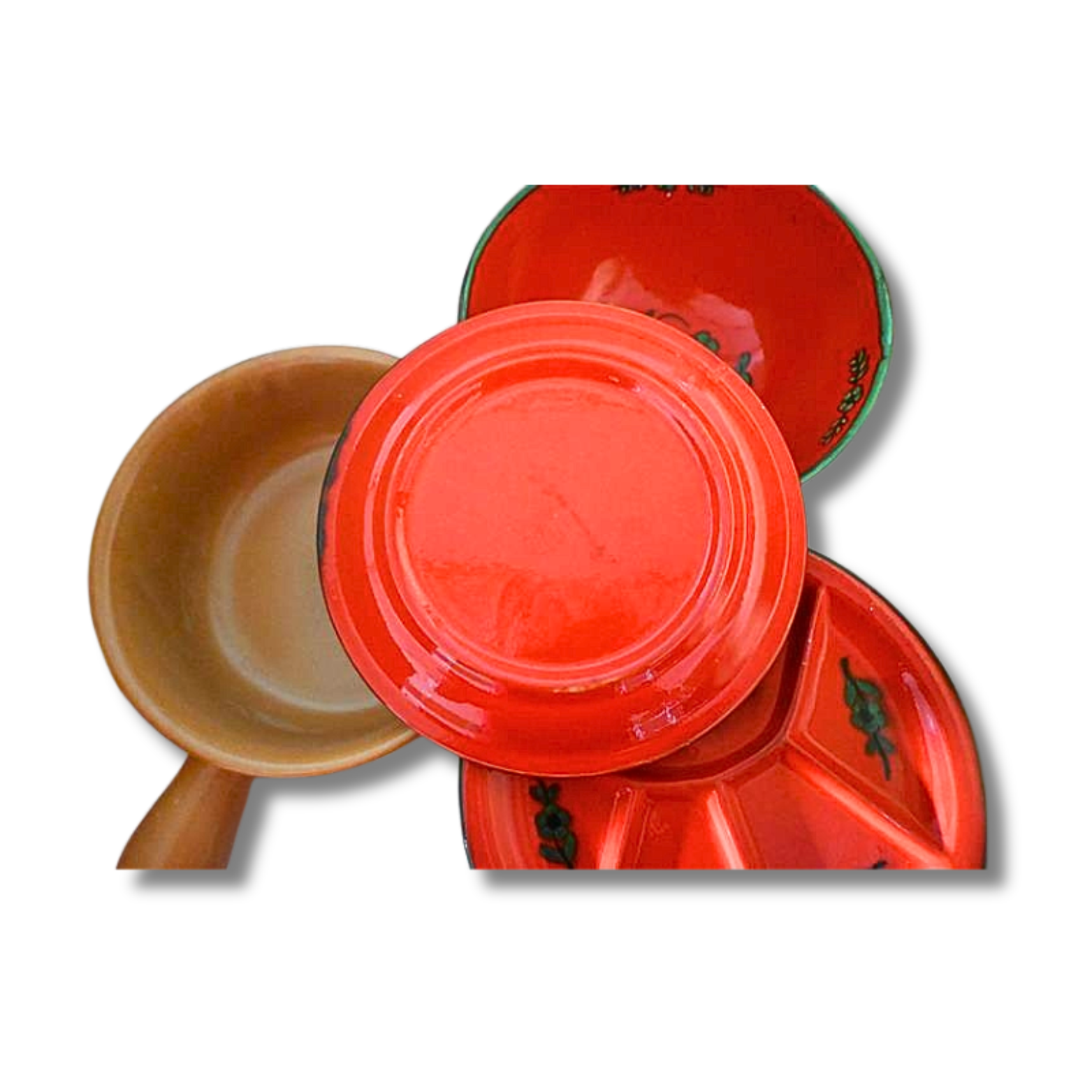 Fondue-Set mit 6 Tellern, Schale und Käsefondue-Topf, Keramik – Bild 2