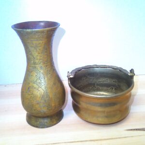 Set mit 2 kleinen Messing Miniaturen ( Wase & Topf)