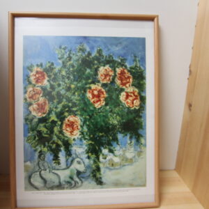 Kunstdruck Blühender Baum mit Pferd Gerahmt