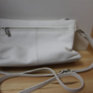 Weiße Rindsleder Damenhandtasche mit Trageriemen