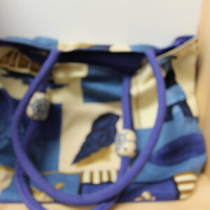 Große Blau-Weiße Tasche mit Reißverschluss