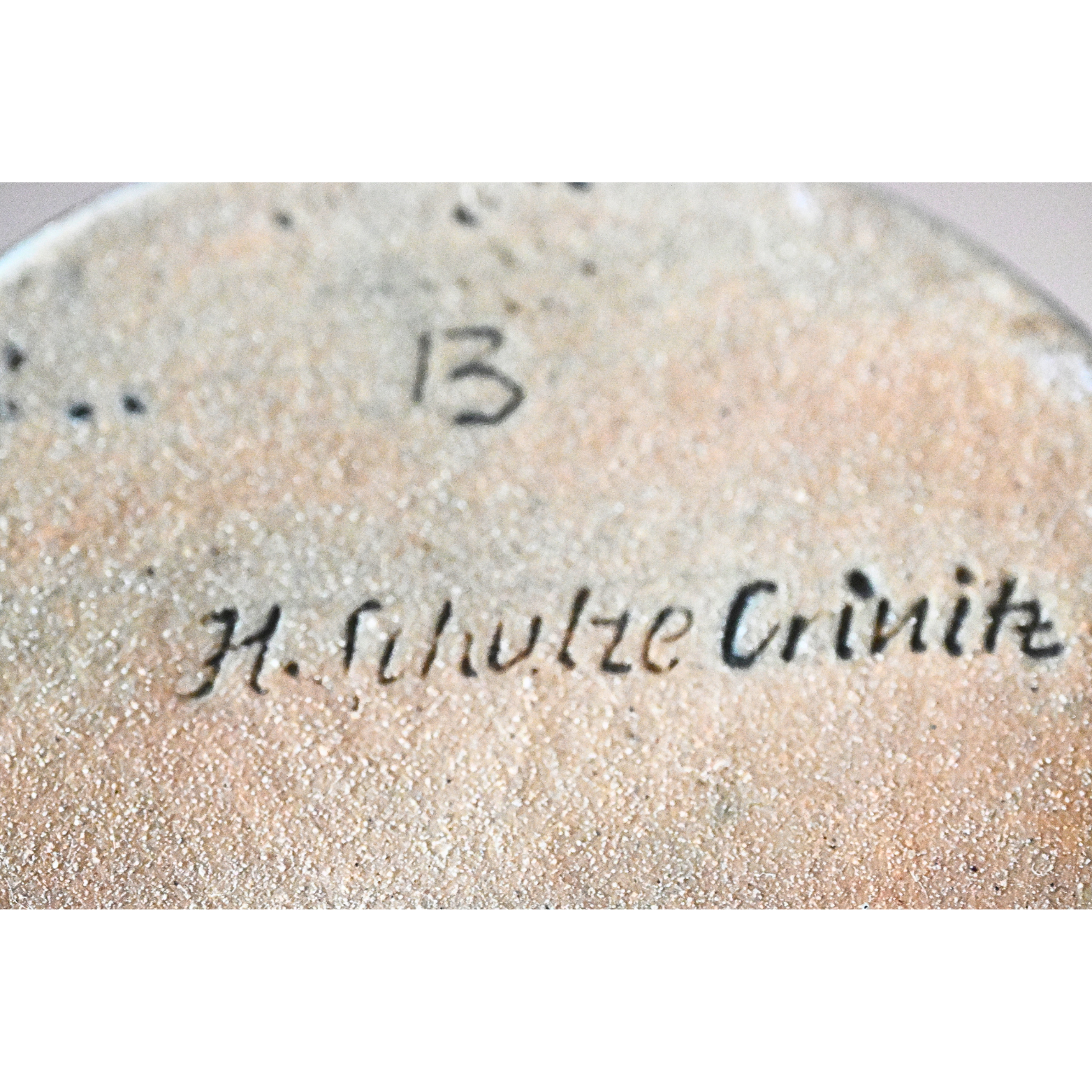 Hoher Tonkrug blau glasiert, H. Schulze Crinitz, Handarbeit, ca. 34 cm – Bild 5