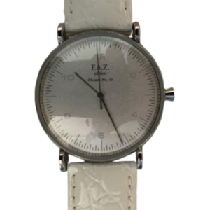 F.A.Z. Edition Armbanduhr Chrono No. 13 – weißes Zifferblatt, Lederarmband