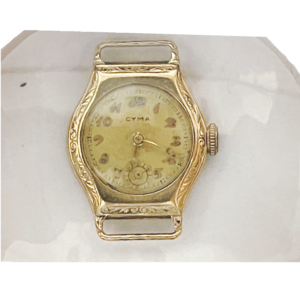 Antike CYMA Armbanduhr vergoldet – Handaufzug – graviertes Gehäuse