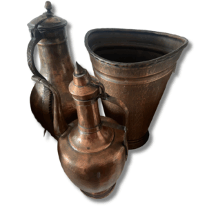 3er Set Kupfergefäße · Handgehämmert · Vintage Deko · Krug · Vase · Kanne