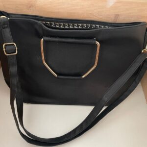 Catwalk Damenhandtasche Schwarz goldfarbenen Griffen 40 x 25 cm