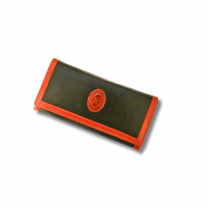 Damen-Geldbörse, Echtleder, grün-braun, Vintage-Stil, mit Metallverschluss