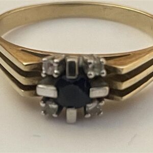 Edler 585er Goldring blauer Stein 4 kleinen Diamanten ca. 3 g Gold