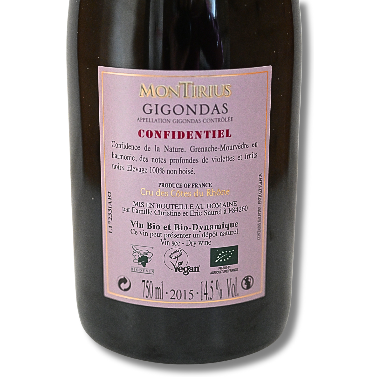 Montirius Gigondas Confidentiel 2015 in 0,75 Liter und 15,5 % Vol. – Bild 4