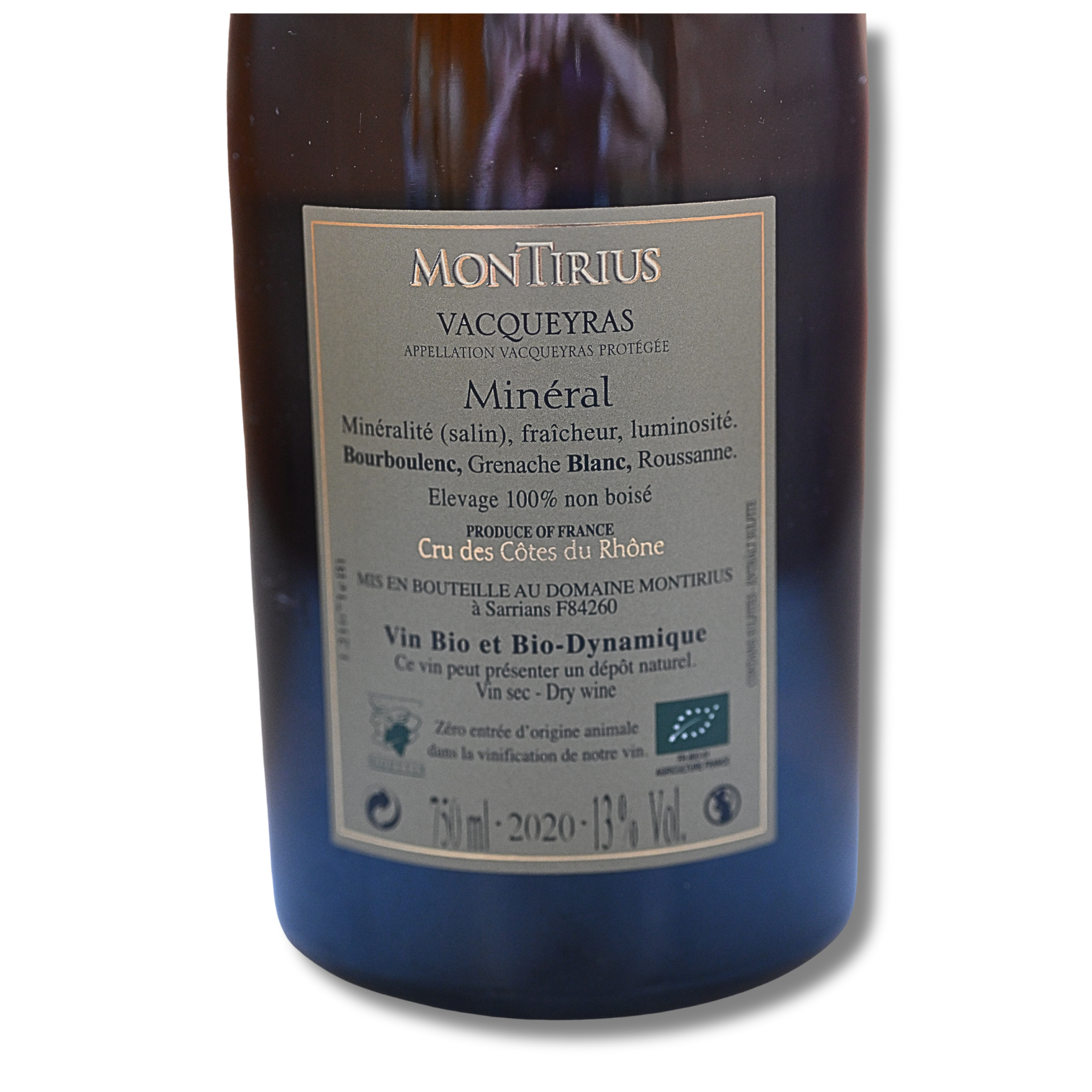Montirius Vacqueyras Minéralweiß 2020 in 0,75 Liter und 13 % Vol. – Bild 3