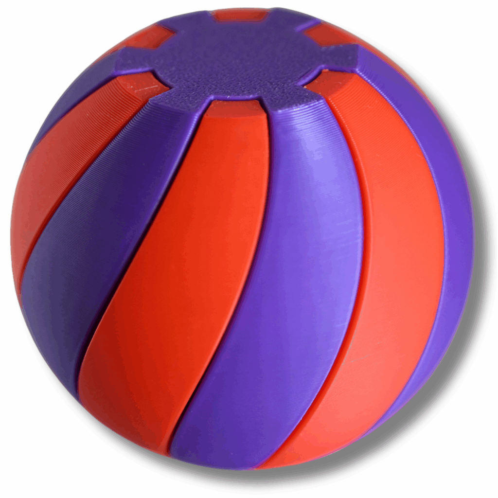 Fidget Spiralkugel – 2-teiliges 3D-Puzzle in Rot / Lila – Entspannungsball aus PLA