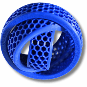 Fidget Gyro Ring – Hex Edition – 3D-gedruckter Kreiselring mit Drehmechanik ( Blau)