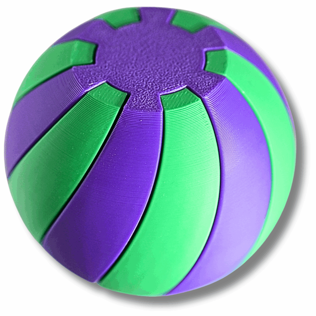 Fidget Spiralkugel – 2-teiliges 3D-Puzzle in Grün / Lila – Entspannungsball aus PLA