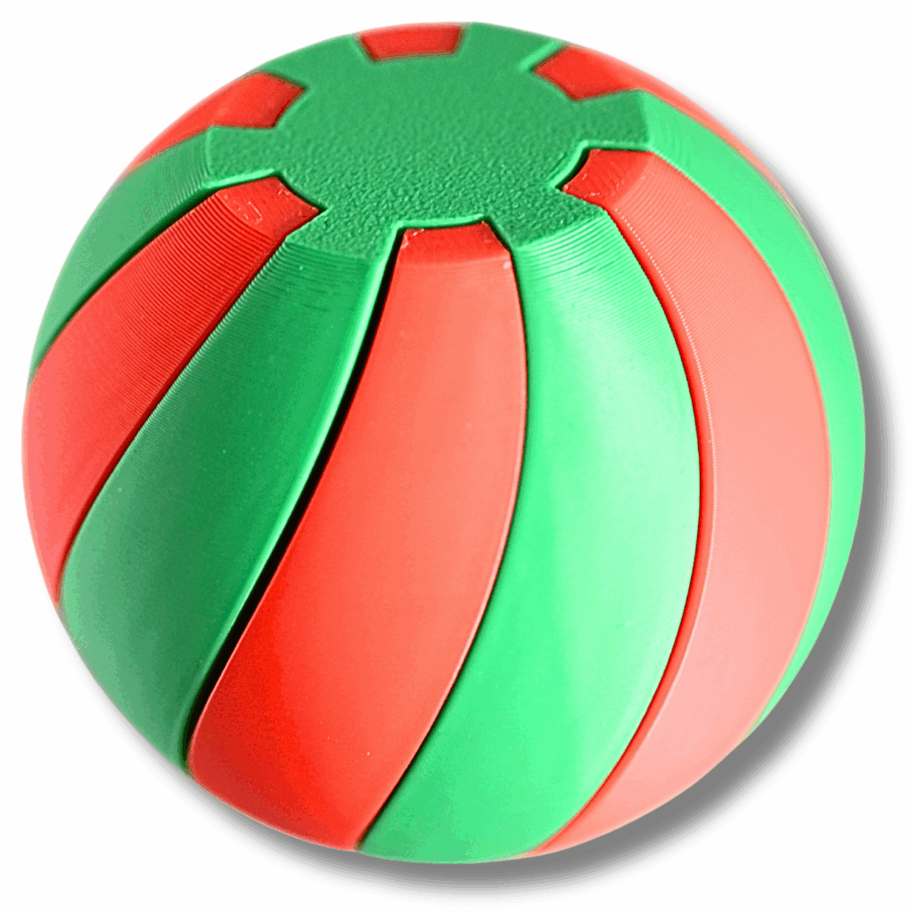 Fidget Spiralkugel – 2-teiliges 3D-Puzzle in Rot / Grün – Entspannungsball aus PLA