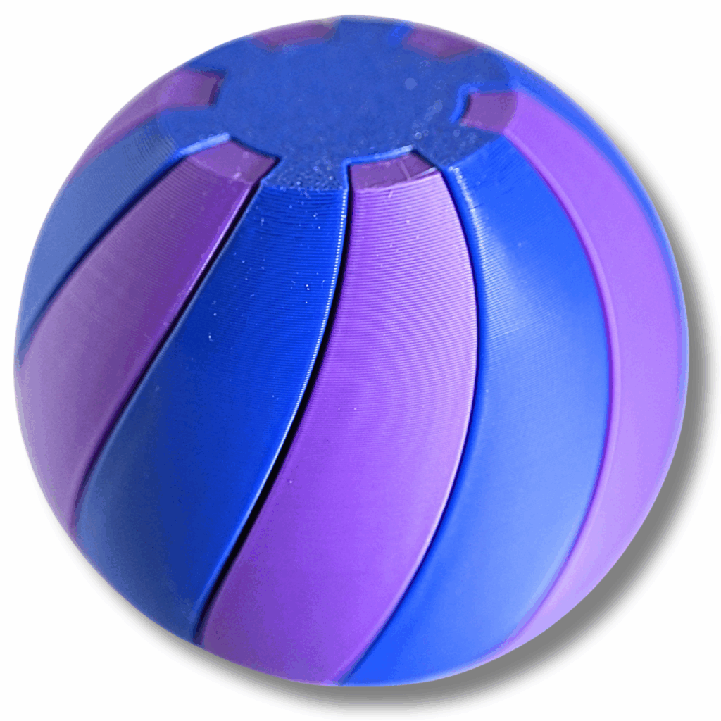 Fidget Spiralkugel – 2-teiliges 3D-Puzzle in Blau / Lila – Entspannungsball aus PLA