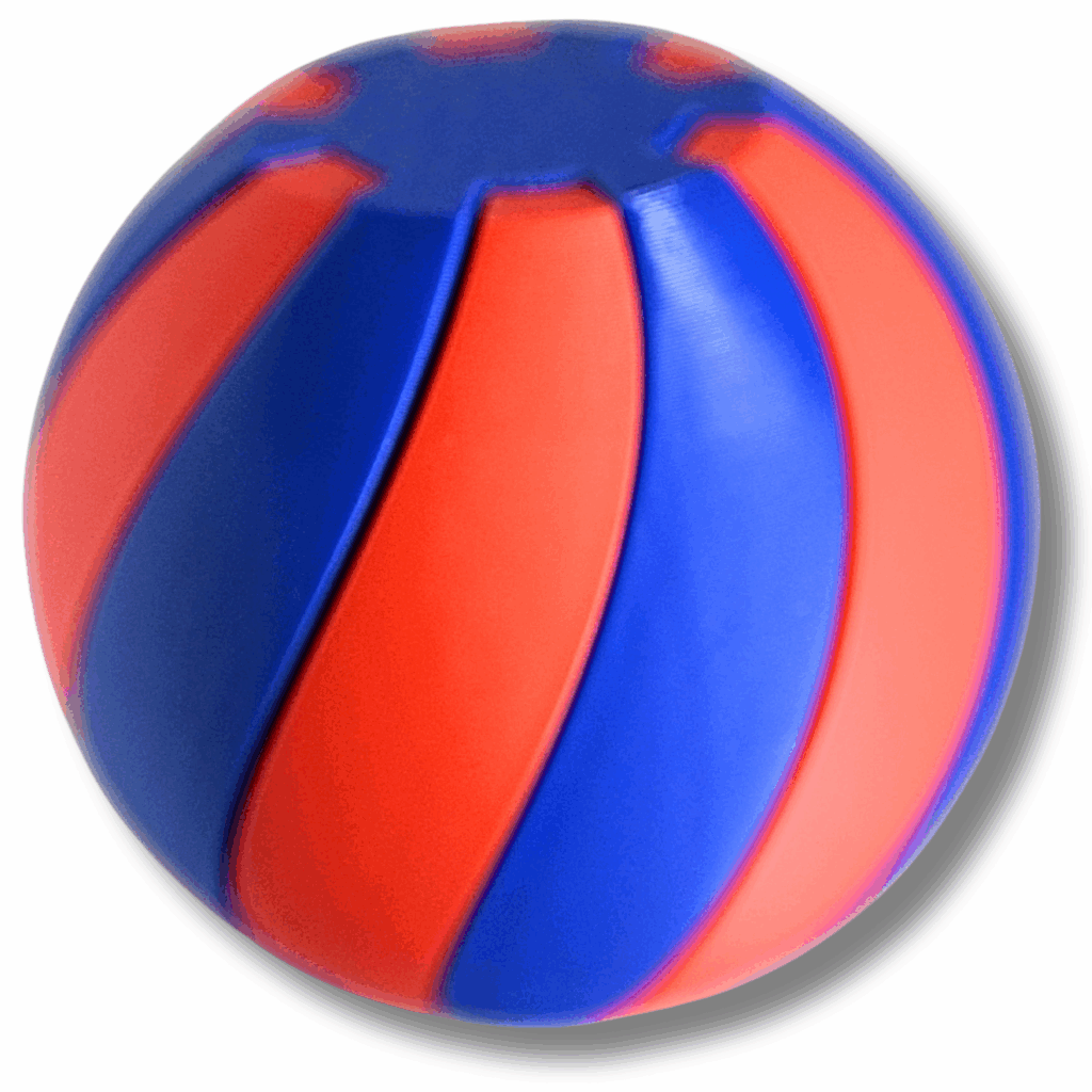Fidget Spiralkugel – 2-teiliges 3D-Puzzle in Rot / Blau – Entspannungsball aus PLA