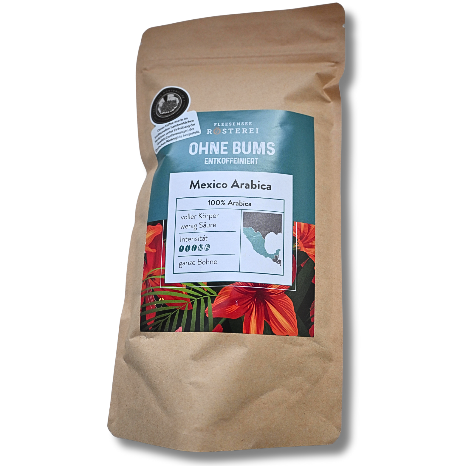 Kaffeerösterei Fleesensee Mexico Arabica Entkoffeiniert 0,5 Kg