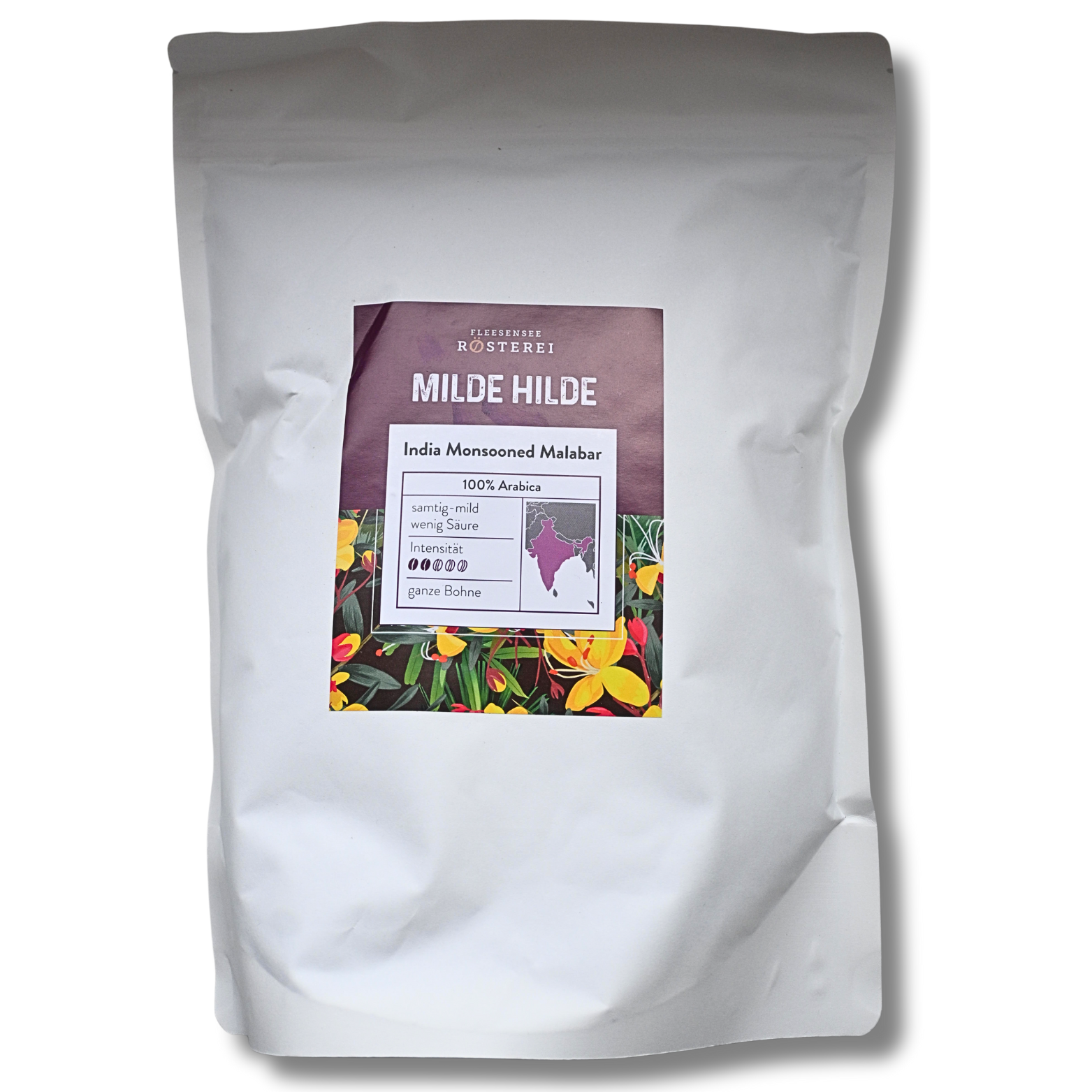 Kaffeerösterei Fleesensee Milde Hilde 1 Kg India Monsooned