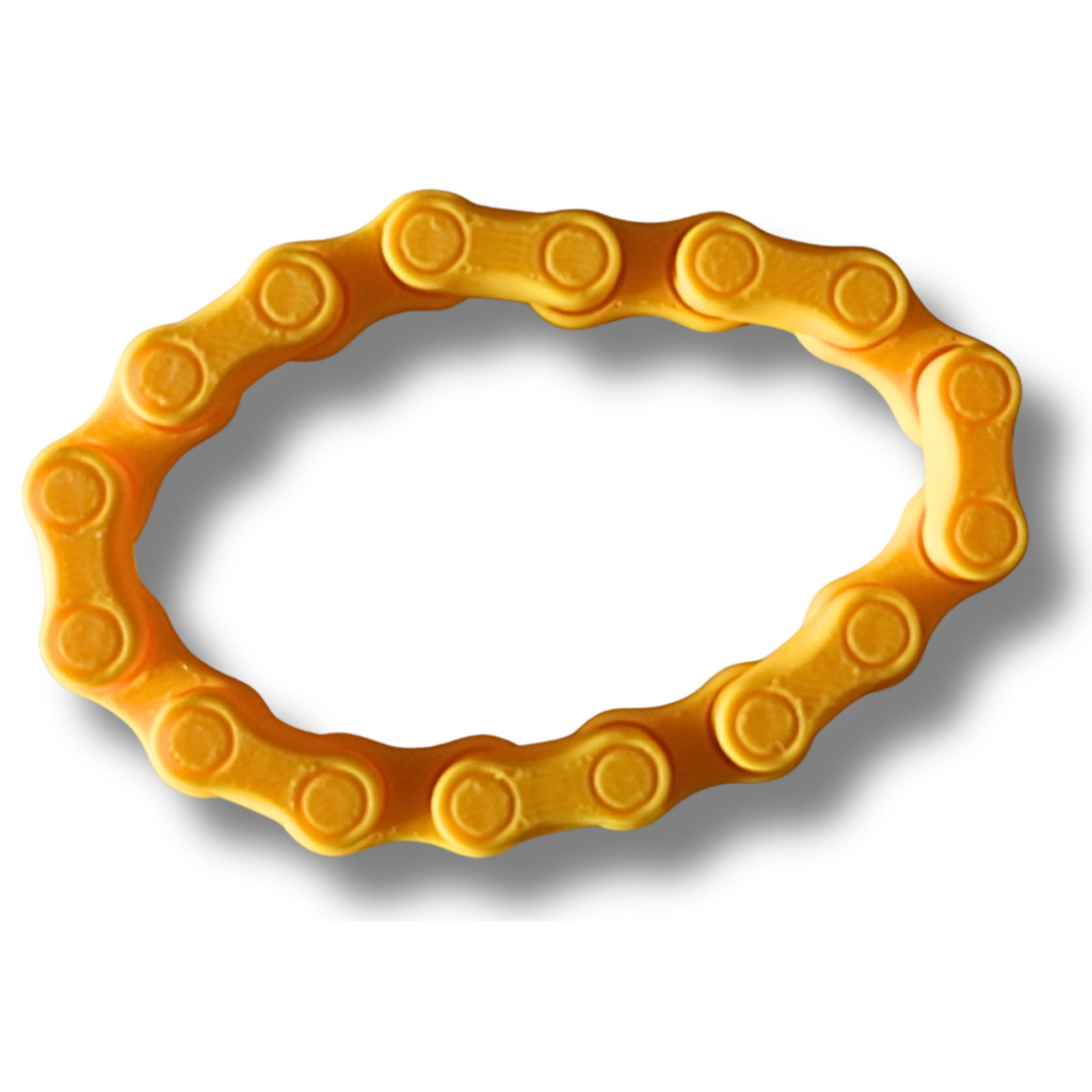 Fidget Kette – 3D-Druck Anti-Stress-Spielzeug, flexibel, gelb, sensorisch aus PLA in verschiedenen Farben