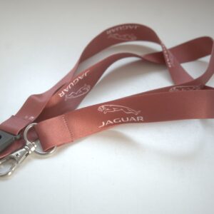 Jaguar Schlüsselband / Lanyard mit Karabiner – rotbraun, Logo-Print