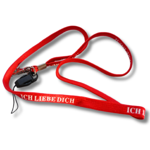 Schlüsselband „ICH LIEBE DICH“ – rotes Lanyard mit Karabiner & Sicherheitsverschluss