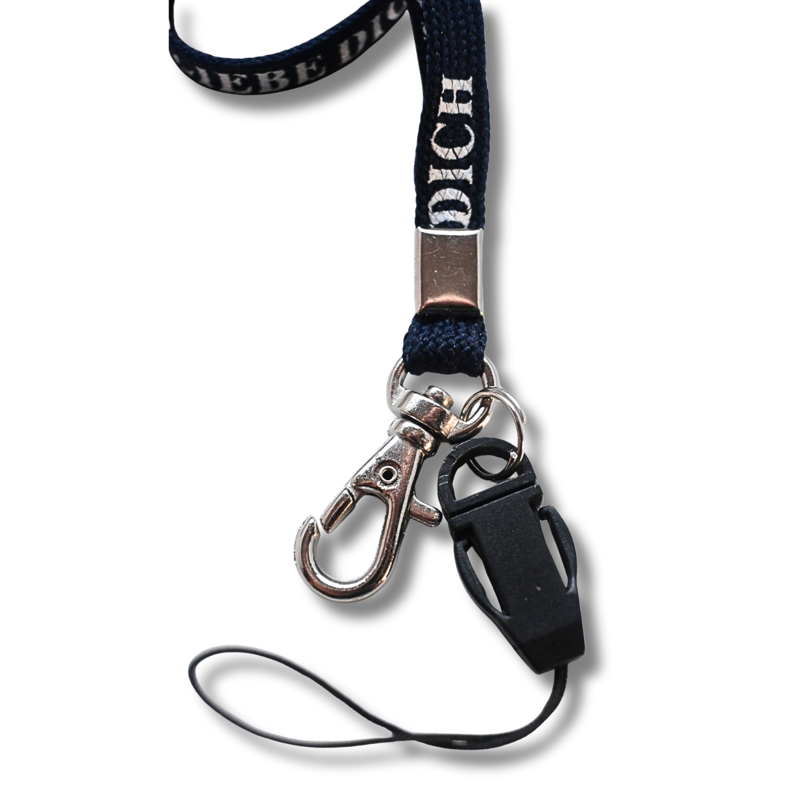 Schlüsselband „Ich liebe dich“ – Schwarz, mit Karabiner & Handyband (Neuware) – Bild 2