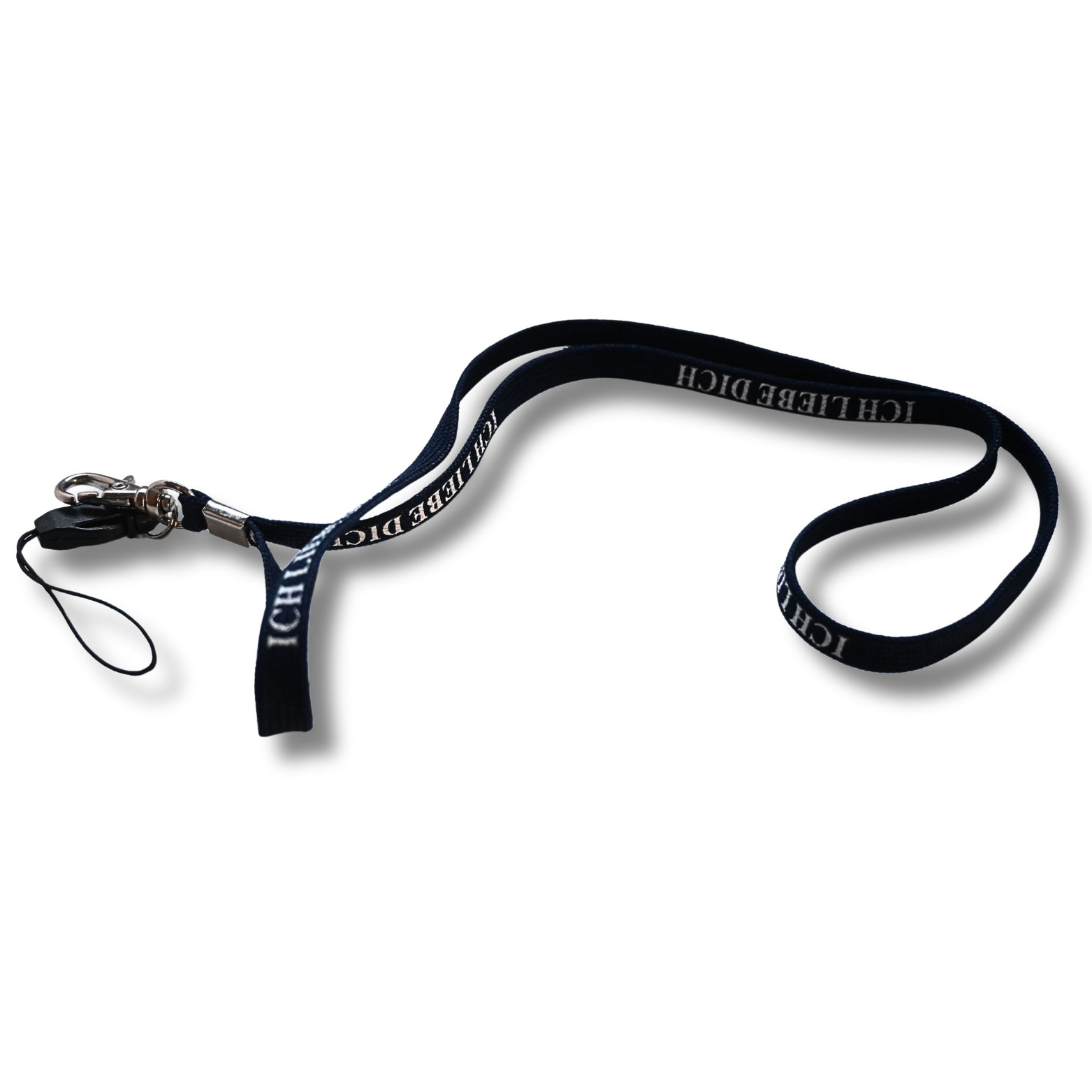 Schlüsselband „Ich liebe dich“ – Schwarz, mit Karabiner & Handyband (Neuware)