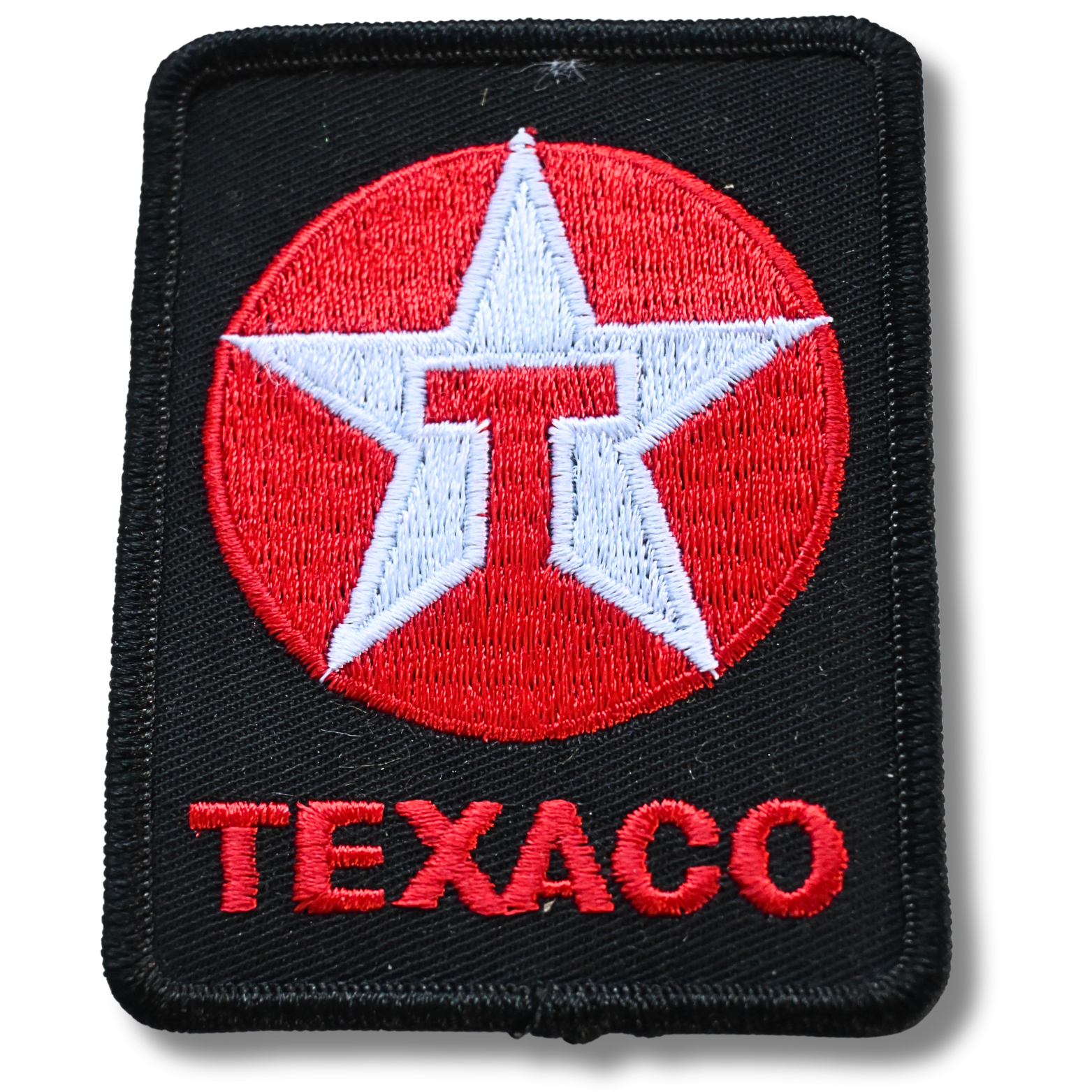Texaco Aufnäher – Gesticktes Stern-Logo – Rot/Schwarz
