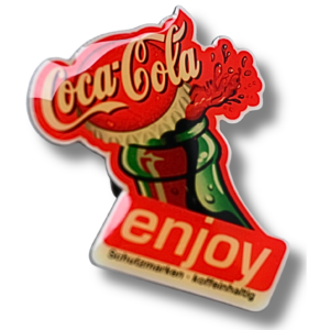 Coca-Cola „Enjoy“ Werbe-Pin – klassisches Flaschenmotiv