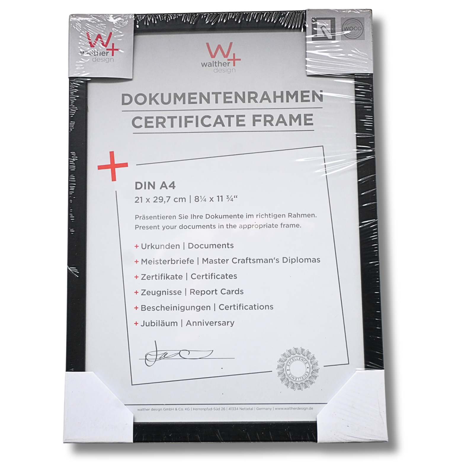 Dokumentenrahmen DIN A4 – schwarz – Walther Design „Peppers“