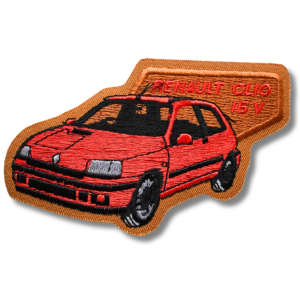 Renault Clio 16V  Aufnäher – roter Sportkompaktwagen Patch