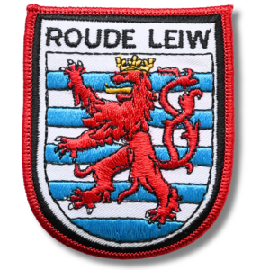 „Roude Leiw“ Aufnäher – gesticktes Wappen mit rotem Löwen