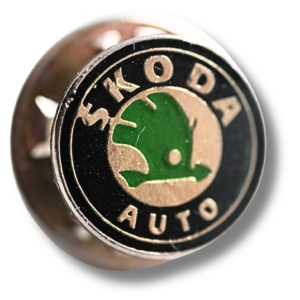 Škoda Auto Logo Pin Anstecker rund schwarz grün