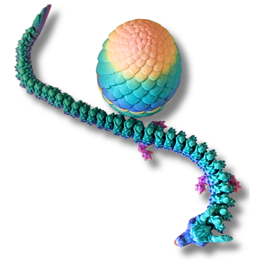 Fidget Drache & Drachenei als 2er Set ( Bunt) aus PLA